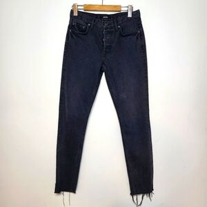 GRLFRND Denim Slit Raw Hem Washed Black Jeans Size 26